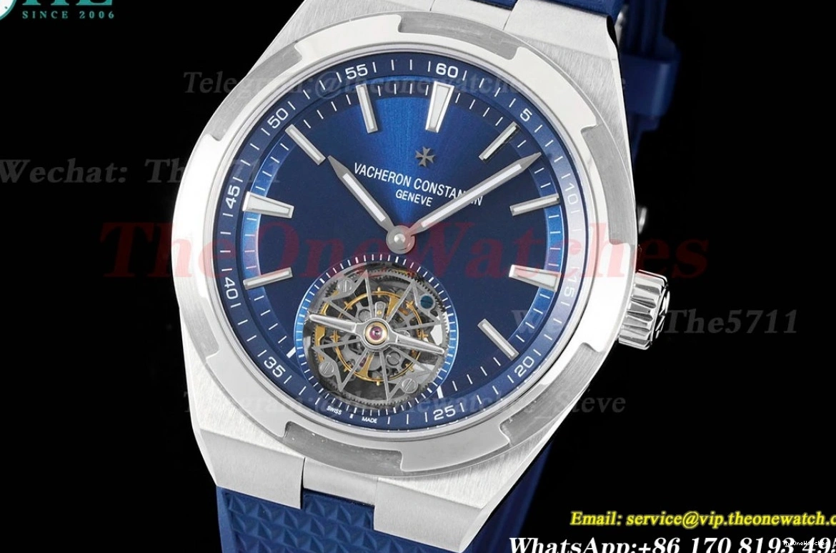 RU 6000V Overseas BBR ref Stk Tourbillon SS Blue 0110